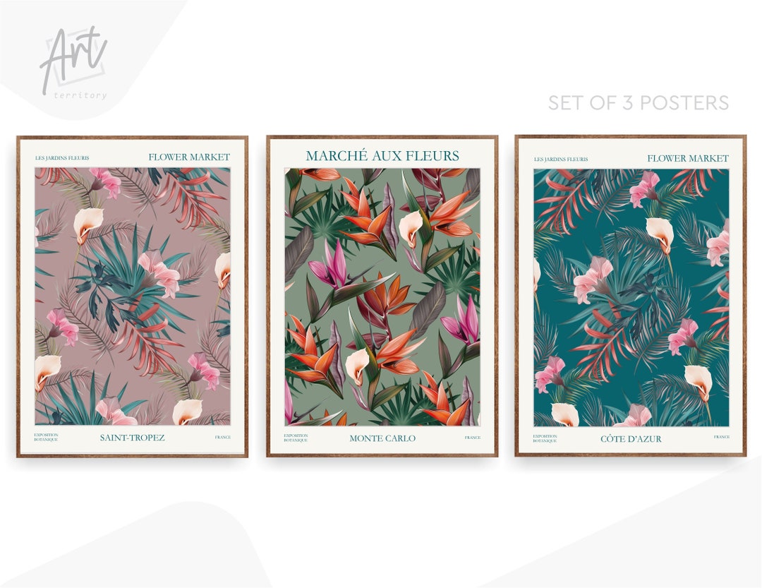 Botanical Prints Set Flower Market Print Large Wall Art Decor - Etsy