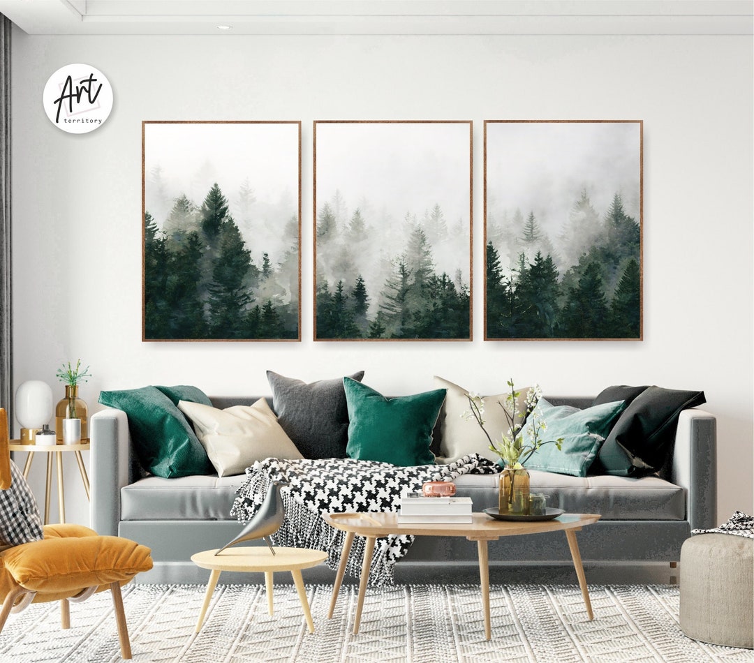 Forest Green Wall Art National Park Set of 3 Poster Prints Watercolor