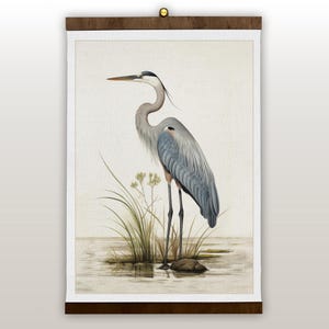 Great Blue Heron Wall Art, Extra Large Vintage Tapestry Wall Hanging
