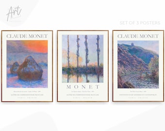 Monet Set of 3 Poster Prints Exhibition Gallery Wall Art Paintings