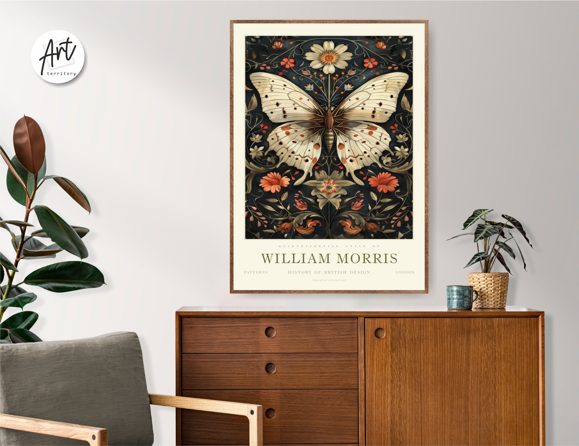 William Morris Butterfly Print, William Morris Exhibition Print ...