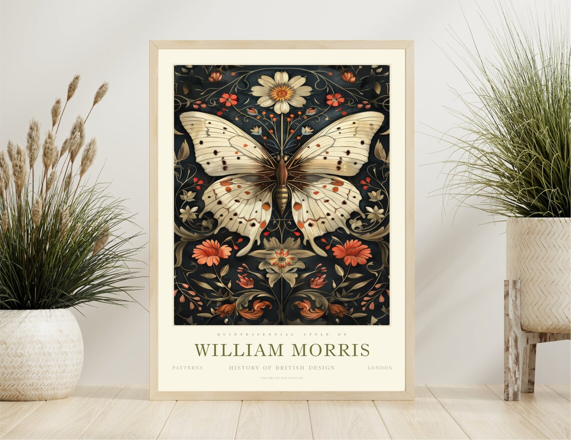 William Morris Butterfly Print, William Morris Exhibition Print ...