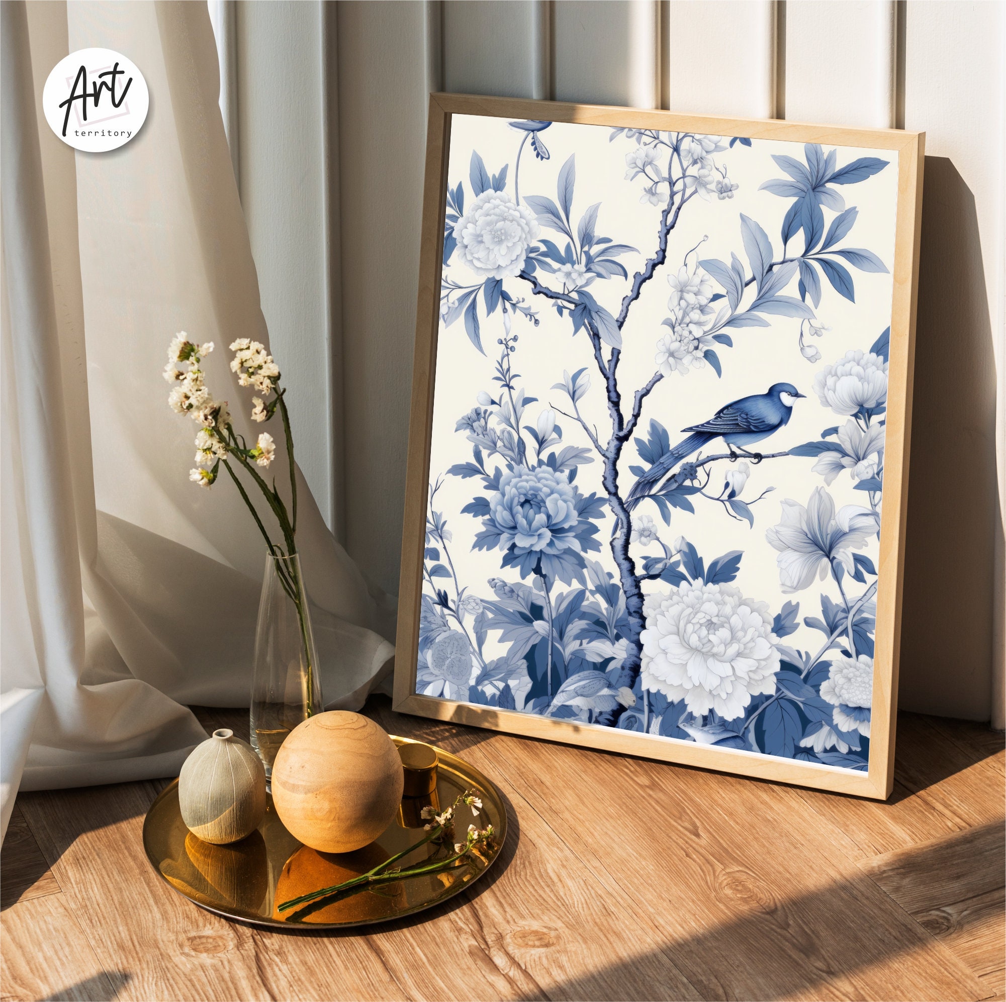 Classic Blue Chinoiserie Art Print, Extra Large Wall Art Decor - Etsy