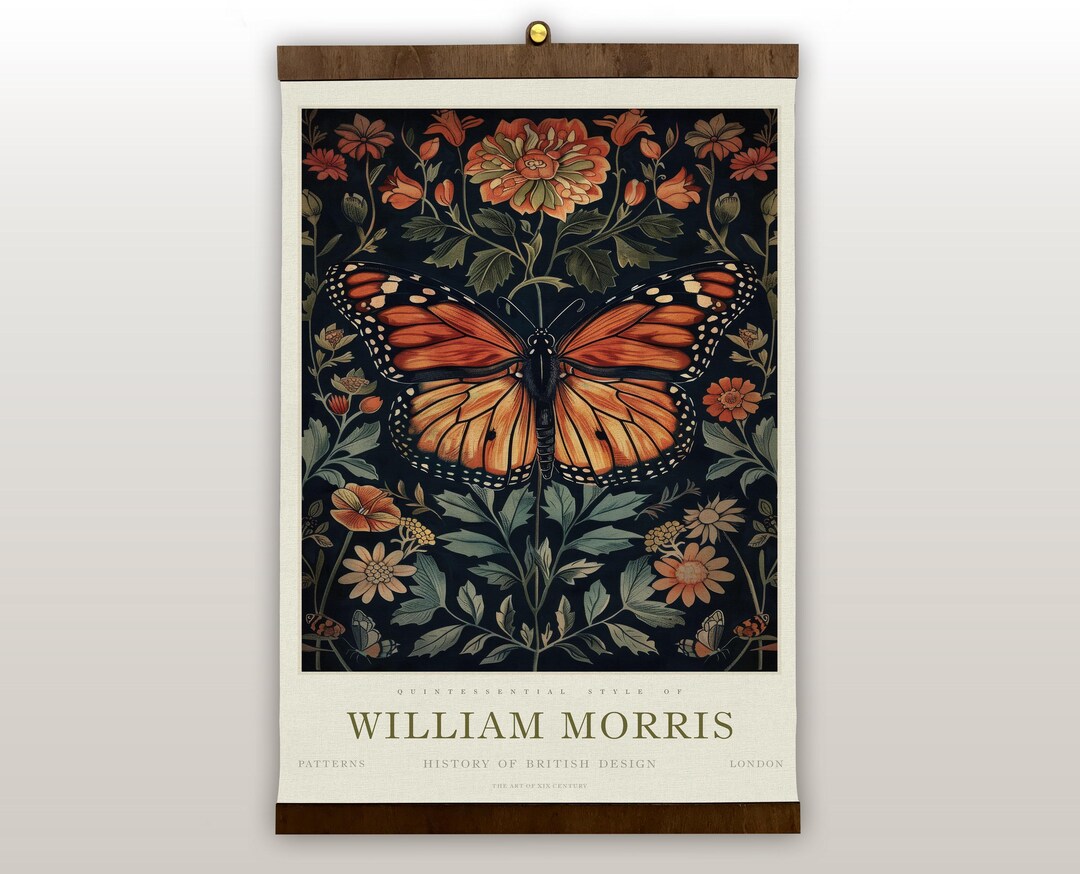 William Morris Butterfly Wall Art, Vintage Botanical Tapestry - Etsy