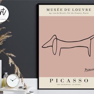 Picasso dog modern wall art prints set dachshund