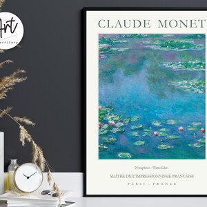 Claude Monet Gallery Wall Art Watercolor Exhibition Poster Prints  - Nymphéas - Water Lilies