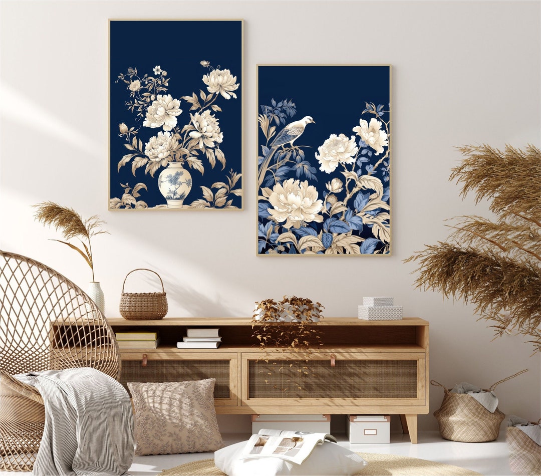 Set of 2 Blue Wall Art Posters Extra Large Wall Art William Etsy