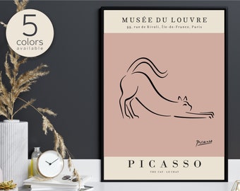 Picasso cat exhibition modern wall art prints line