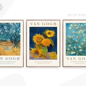 Van Gogh Set of 3 Poster Prints Gallery Wall Art Exhibition Paintings image 1