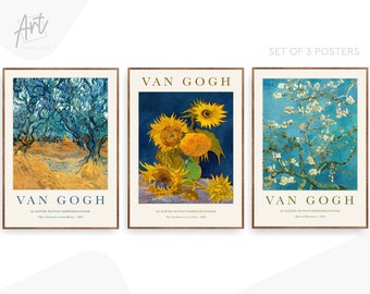 Van Gogh Set of 3 Poster Prints Gallery Wall Art Exhibition Paintings