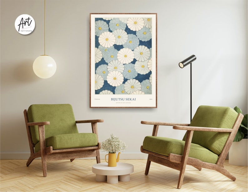 Japanese Art Print, Exhibition Poster, Gallery Modern Blue Wall Art, Woodblock Poster