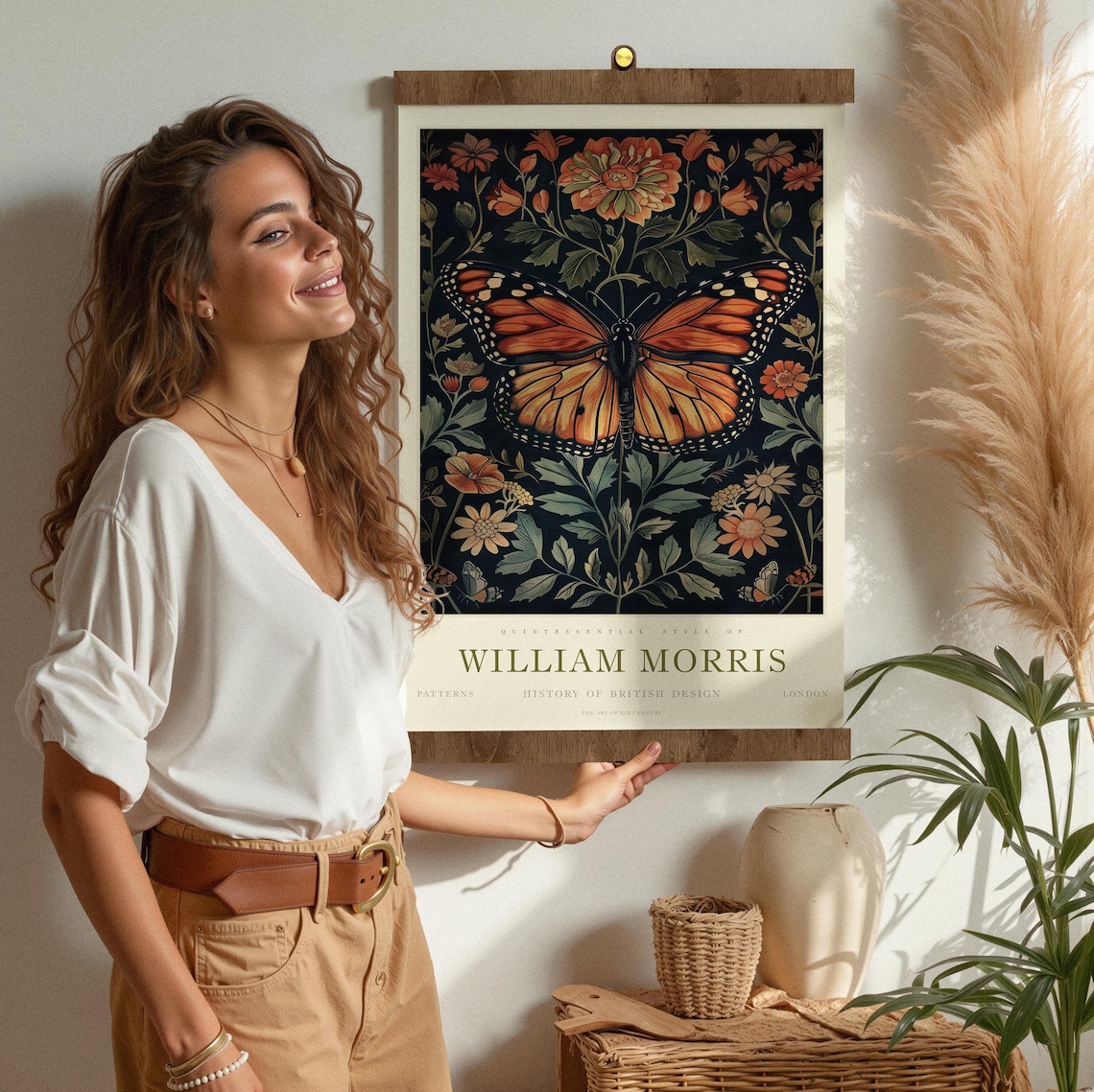 William Morris Butterfly Wall Art, Vintage Botanical Tapestry - Etsy