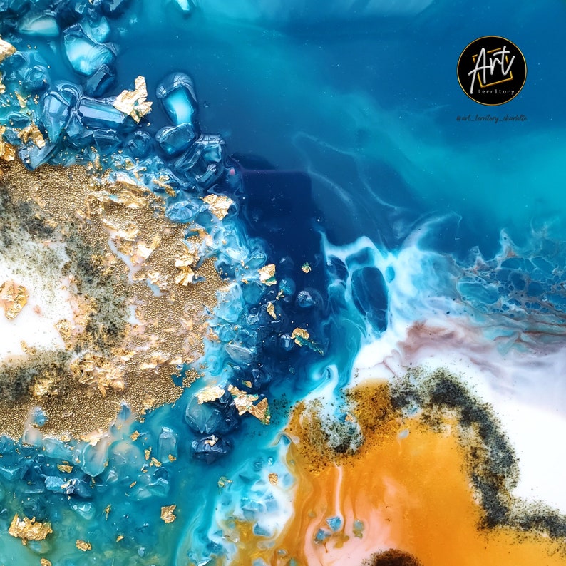 Abstract Painting Resin Watercolor Wall Art Decor Etsy