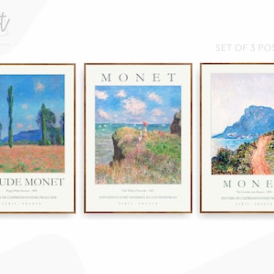 Set of 3 Landscape Poster Prints Monet Exhibition Gallery Wall Art Paintings