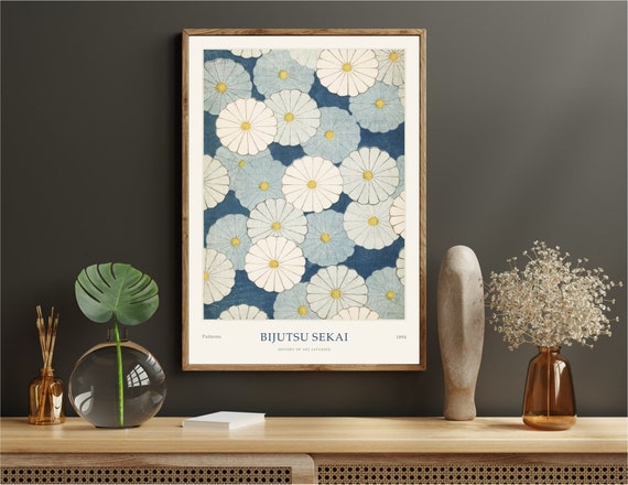 Japanese Art Print, Modern Blue Wall Art, Woodblock Poster