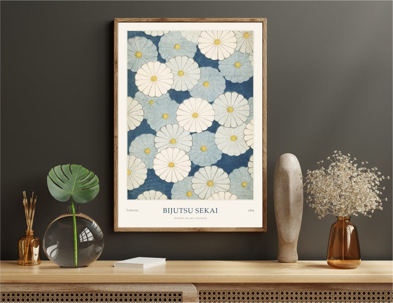 Japanese Art Print, Exhibition Poster, Gallery Modern Blue Wall Art, Woodblock Poster