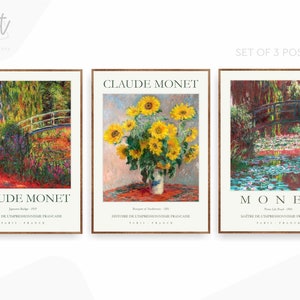Landscape Set of 3 Monet Exhibition Poster Prints Gallery Wall Art Paintings