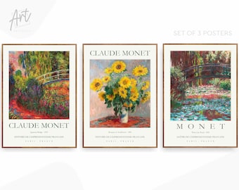 Landscape Set of 3 Monet Exhibition Poster Prints Gallery Wall Art Paintings
