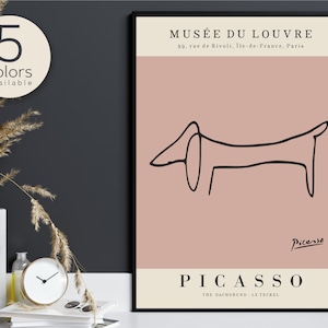 Picasso dog modern wall art prints set dachshund