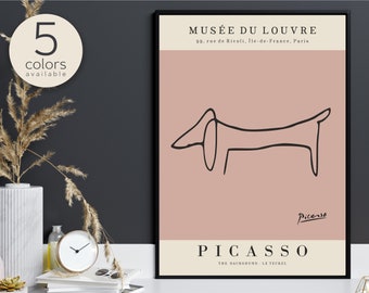 Picasso dog modern wall art prints set dachshund