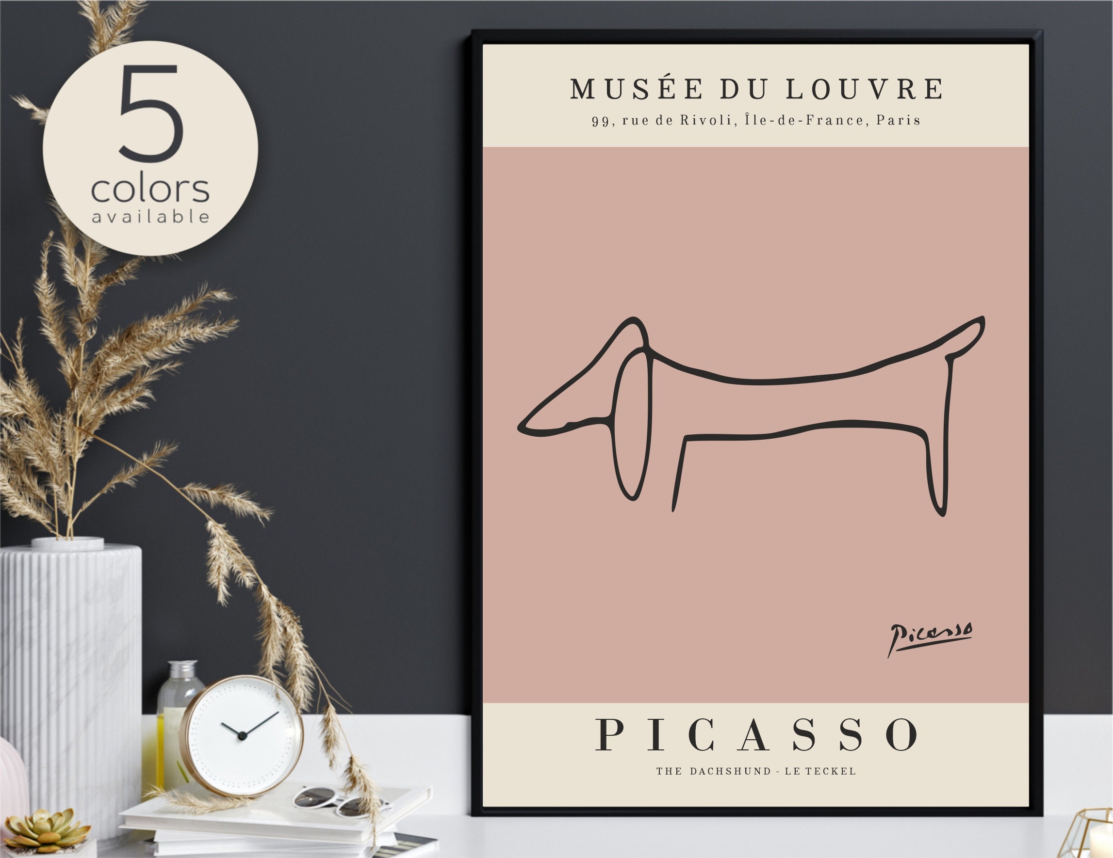 Estampe Picasso - Affiche Pablo Picasso - Chien Trait Simple - Impression Teckel