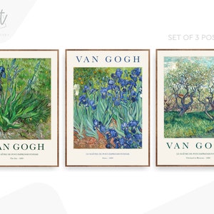 Van Gogh Modern Set of 3 Prints, Museum Wall Art Exhibition Posters