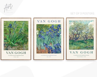 Van Gogh Modern Set of 3 Prints, Museum Wall Art Exhibition Posters