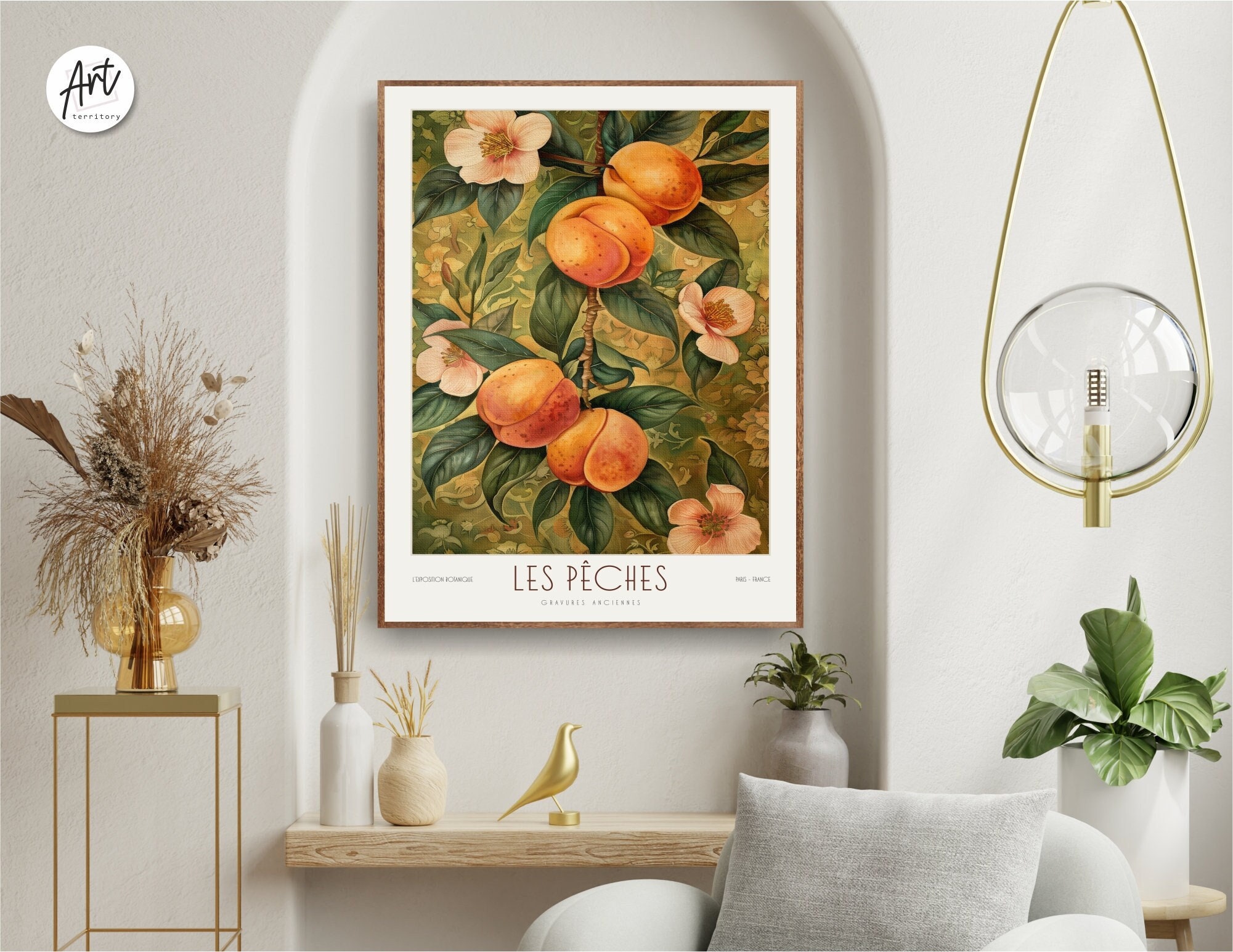 Peach Poster, Morris Print, Kitchen Art, Kitchen Prints, Vintage
