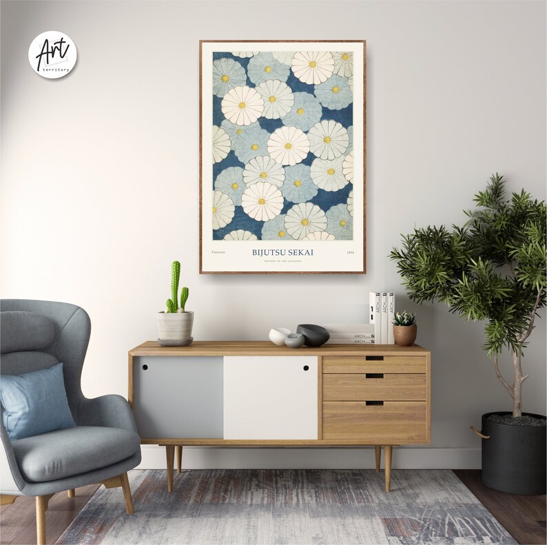 Japanese Art Print, Exhibition Poster, Gallery Modern Blue Wall Art, Woodblock Poster