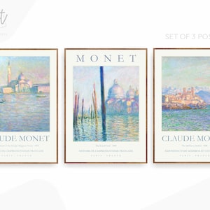 Claude Monet Gallery Wall Art Set of 3 Poster Prints Exhibition Paintings