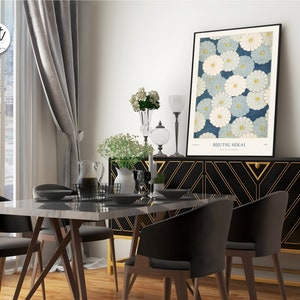 Japanese Art Print, Exhibition Poster, Gallery Modern Blue Wall Art, Woodblock Poster