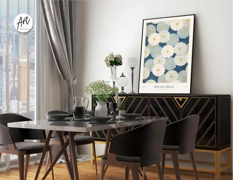 Japanese Art Print, Exhibition Poster, Gallery Modern Blue Wall Art, Woodblock Poster