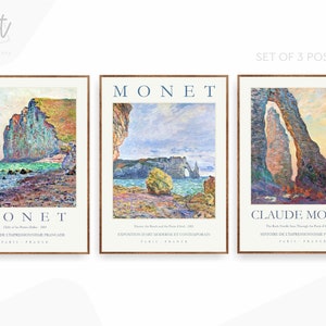 Gallery Wall Art Set of 3 Museum Exhibition Poster Prints - Claude Monet