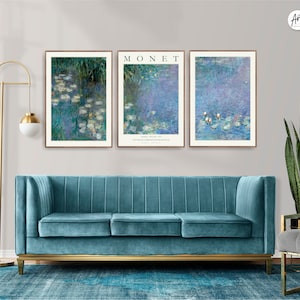 Claude Monet - Water Lilies, Gallery Wall Museum Exhibition Large Art Poster Set.