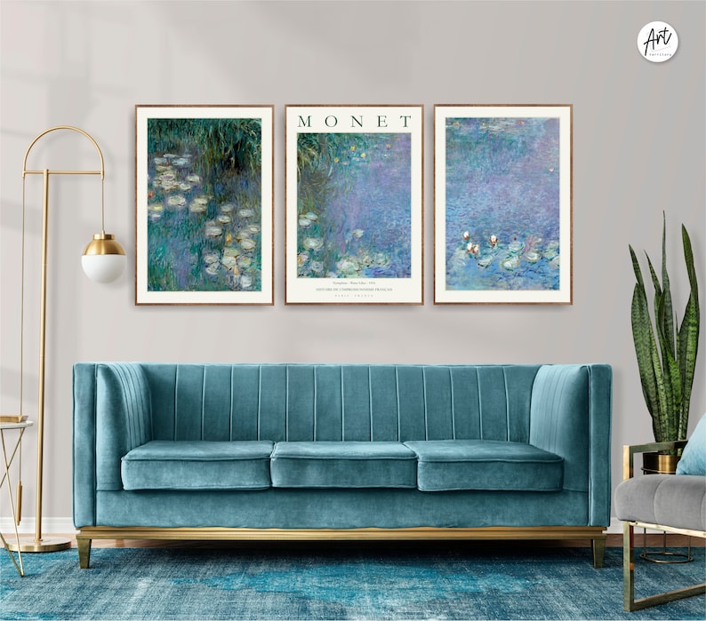 Claude Monet - Water Lilies, Gallery Wall Museum Exhibition Large Art Poster Set.