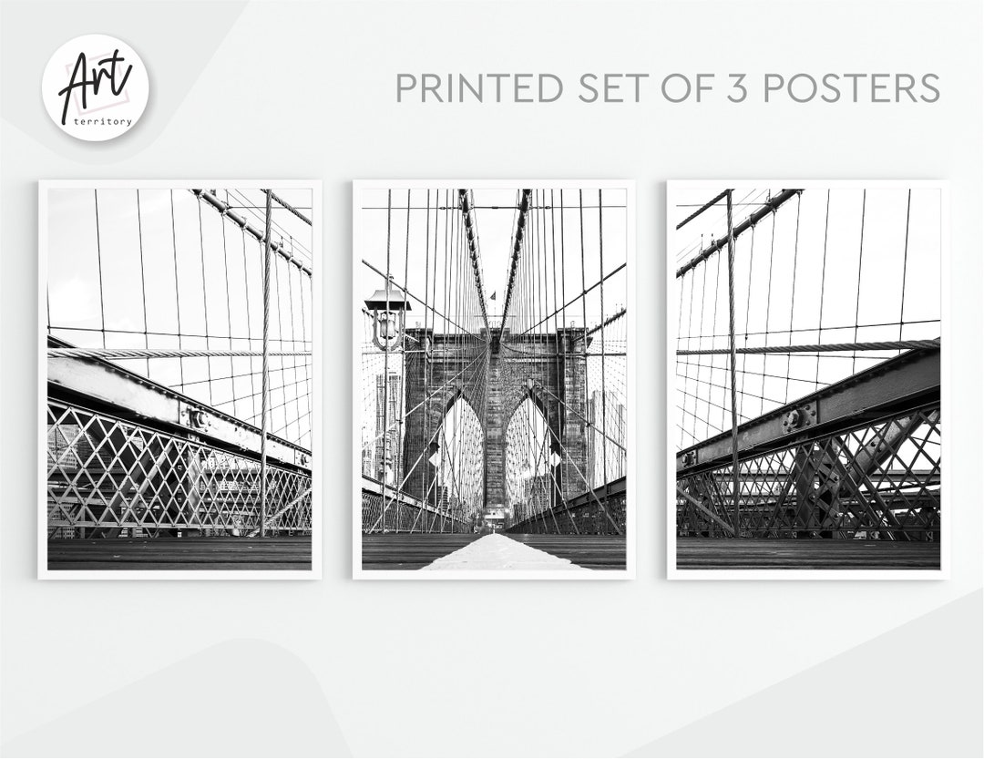 New York NYC Wall Art Black and White Skyline Set of 3 Poster Prints - Etsy