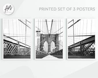 New York NYC Wall Art Black and White Skyline Set of 3 Poster Prints