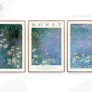 Claude Monet - Water Lilies, Gallery Wall Museum Exhibition Large Art Poster Set.