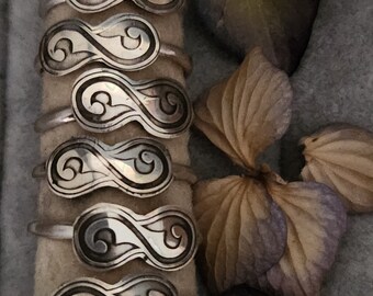 Qazmoiyn Kazakh ornament silver ring, stacking ring