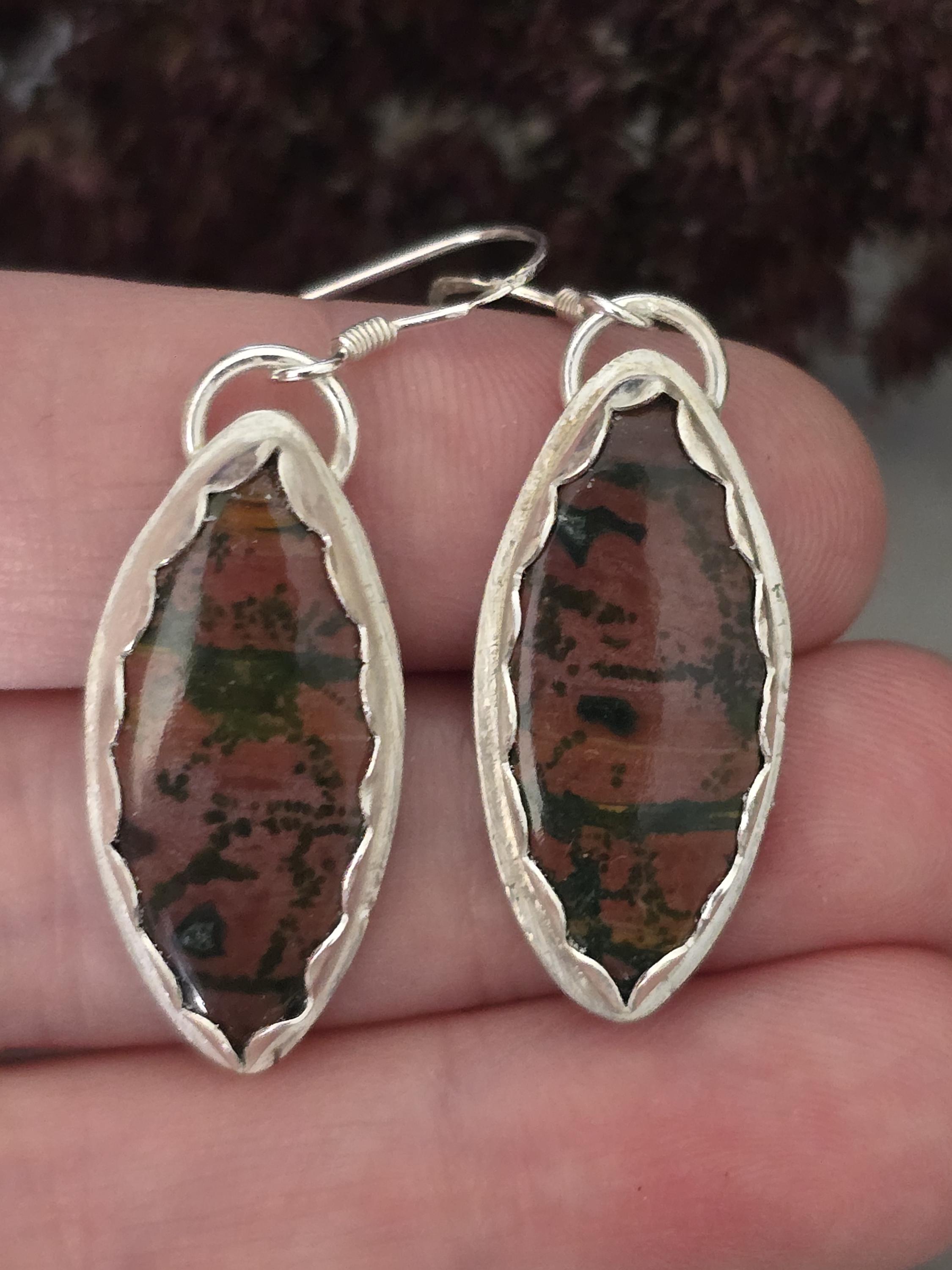 オーシャンジャスパーピアス A47 オーシャンジャスパーピアス A47 シルバーのイヤリング（マーキス