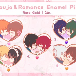 Shoujo and Romance Anime Enamel Pins: Akatsuki no Yona, Apothecary Diaries, Kamisama Kiss, Maid Sama, Fruits Basket