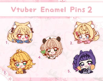 Szpilki emaliowane Vtuber: Fuwamoco, Nimi, Dokibird, Inanis | Hololiw