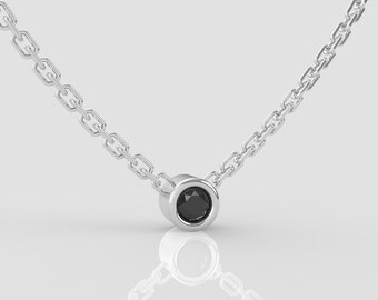 Black Diamond Necklace For Her Black Diamond Gift For Anniversary Gift 10K White Gold