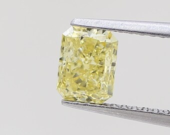 0.78 Carat Fancy Intense Yellow Diamond Cut-Cornered Rectangular Modified Brilliant Diamond 100% Natural GIA CERTIFIED Diamond