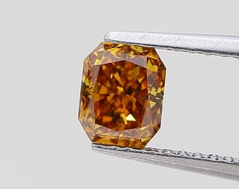 0.72 Carat Fancy Deep Yellowish Orange Diamond Cut-Cornered Rectangular Modified Brilliant Diamond 100% Natural GIA CERTIFIED Diamond