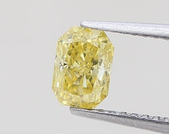 0.69 Carat Fancy Intense Orangy Yellow Diamond Cut-Cornered Rectangular Modified Brilliant Diamond 100% Natural GIA CERTIFIED Diamond