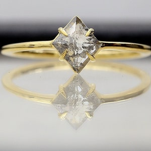 Kite Diamond Ring: 0.46 Carat Salt and Pepper Diamond, 14K White Gold Solitaire