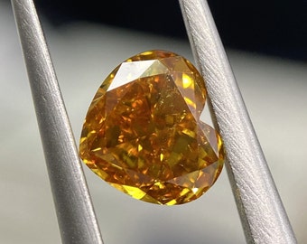 0.87 Carat Fancy Deep Yellowish Orange Diamond Heart Brilliant Diamond Shape 100% Natural GIA CERTIFIED Diamond