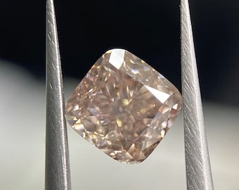 0.53 Carat Fancy Pinkish Brown Diamond Cushion Modified Brilliant Diamond Shape 100% Natural GIA CERTIFIED Diamond