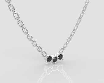 Black Diamond Necklace For Her Black Diamond Gift For Anniversary Gift 10K White Gold